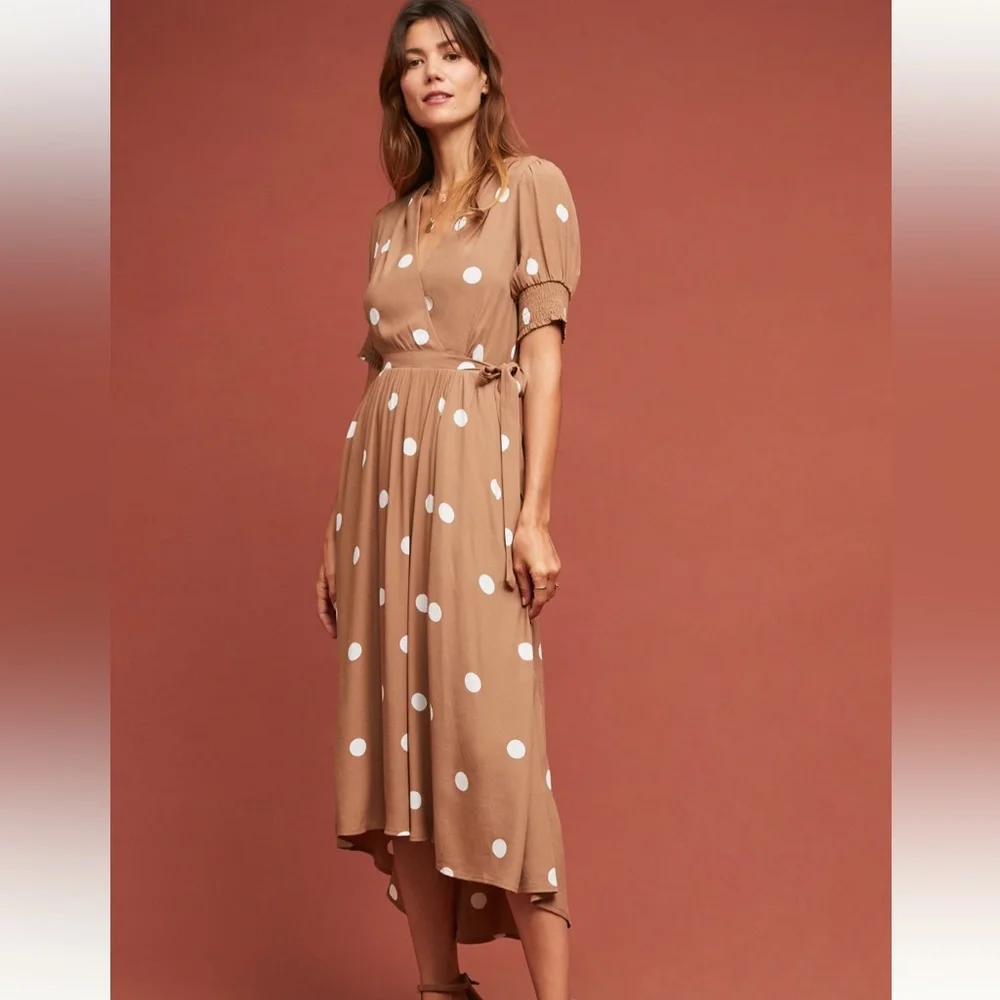 Anthropologie Maeve Bernice Polka Dot Wrap Dress (Size 4) - Picture 1 of 10